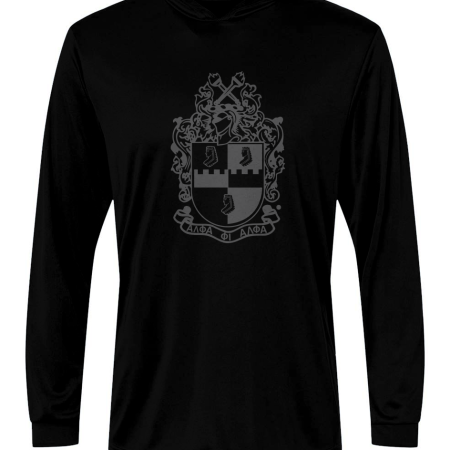 Performance Hooded Long Sleeve Tee | Crest | Black Monochrome