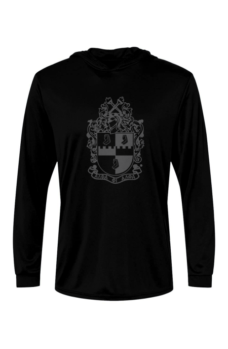 Performance Hooded Long Sleeve Tee | Crest | Black Monochrome